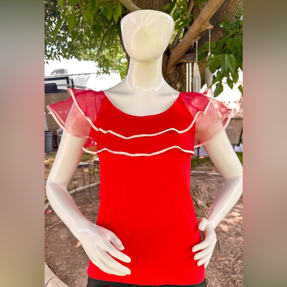 Red Ruffle Sleeve Top
